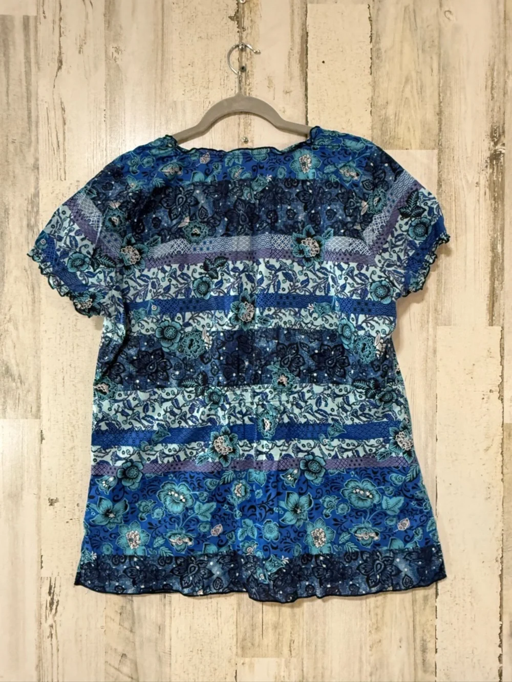 KOI Blue Floral Short-Sleeve Scrub Top - Picture 8 of 8